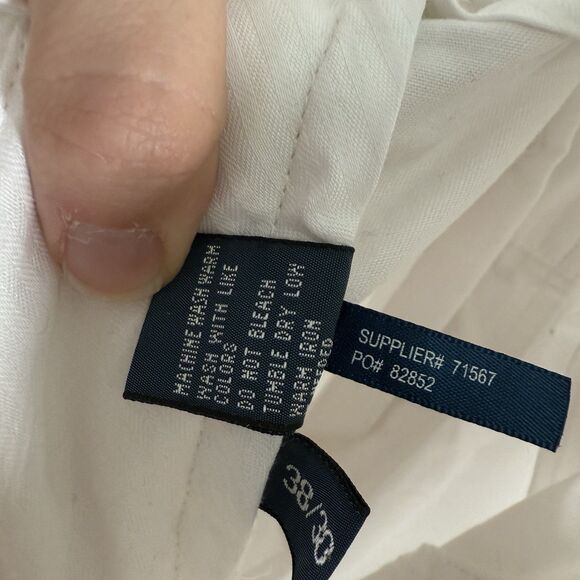 Polo Ralph Lauren Pants Men's 38x30 White Flat Front Pockets 100% Cotton - Picture 7 of 11